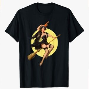 Port and Company Black Witch Broomstick T-Shirt